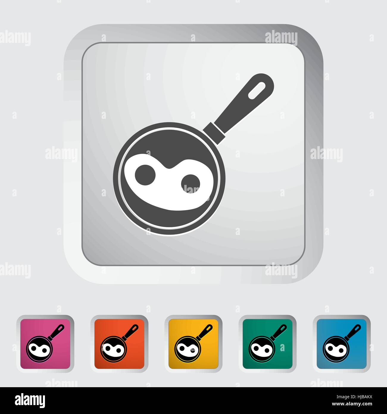 Uova strapazzate. Piatto unico icona sul pulsante. Illustrazione Vettoriale. Illustrazione Vettoriale