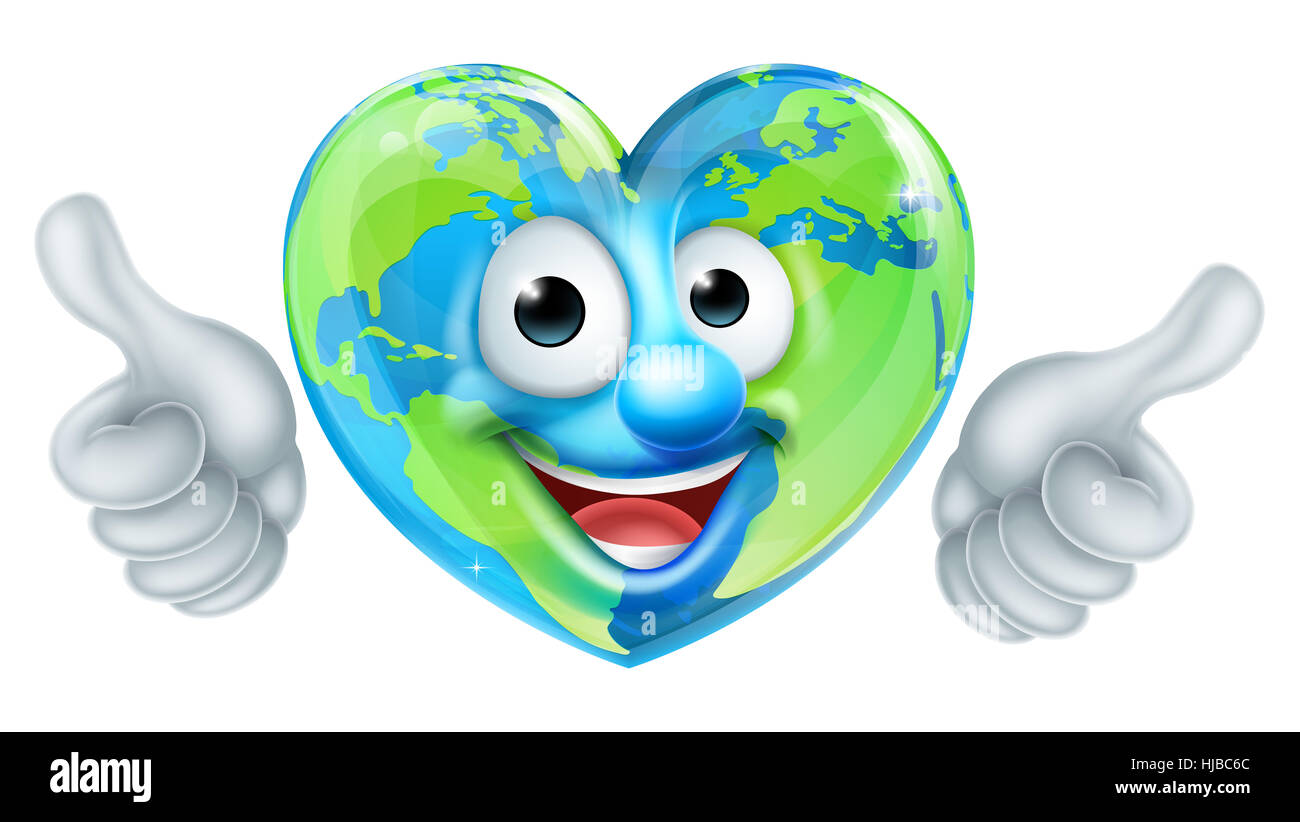 Un cuore massa sagomata Thumbs up globo mascotte cartoon character dando un doppio pollice in alto Foto Stock