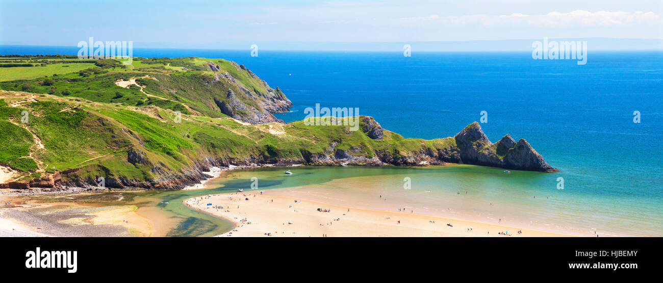Three Cliffs Bay, Gower, Wales, Regno Unito Foto Stock