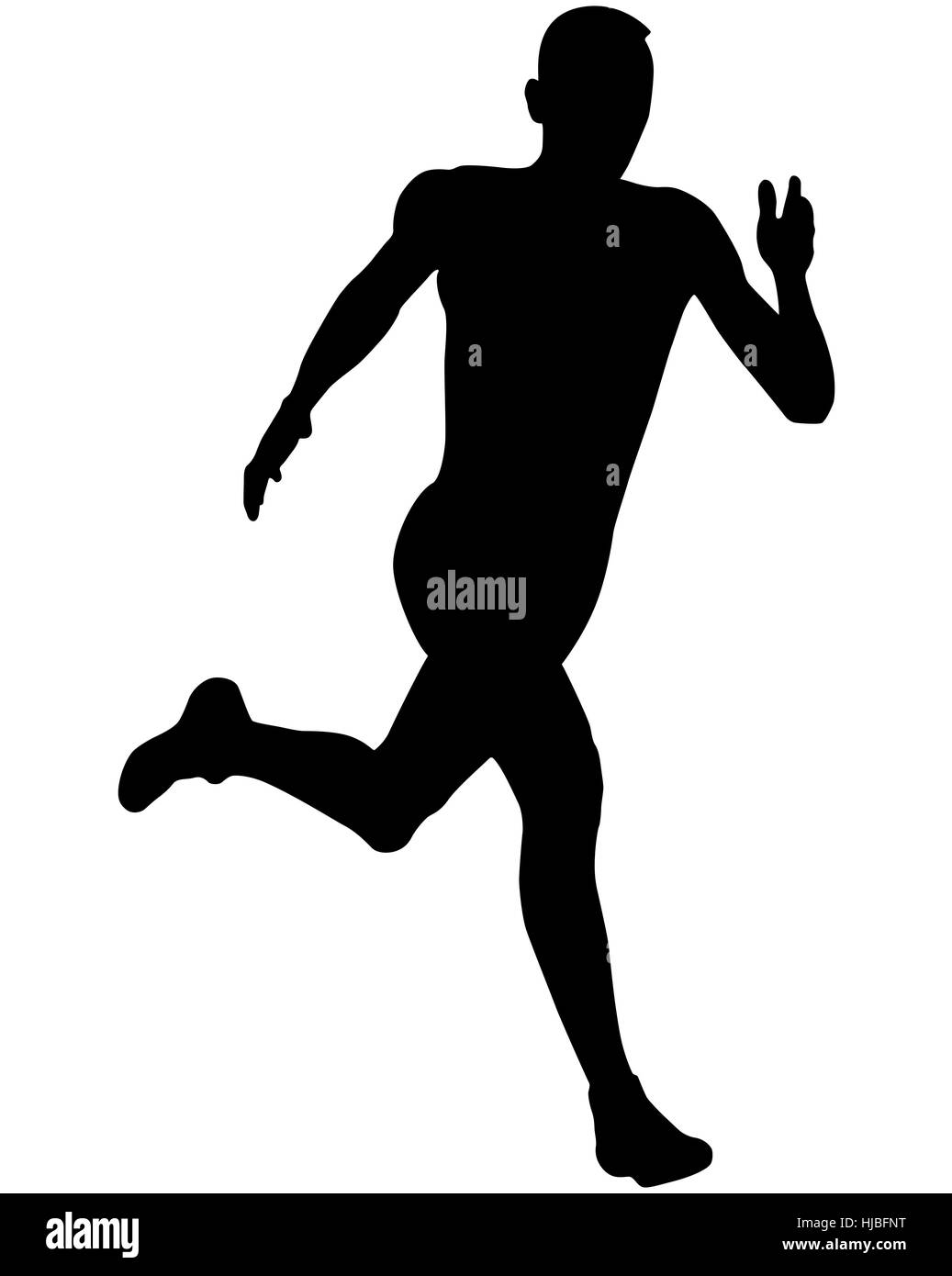 Atleta sprinter runner acceso silhouette nera illustrazione vettoriale Foto Stock