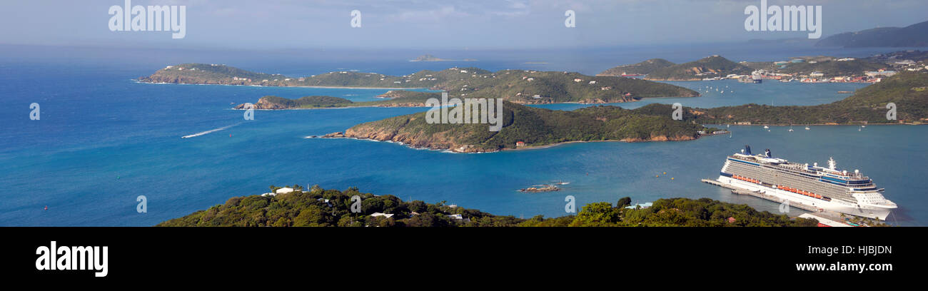 Vista panoramica dal Paradise Point, san Tommaso, dei Caraibi Foto Stock