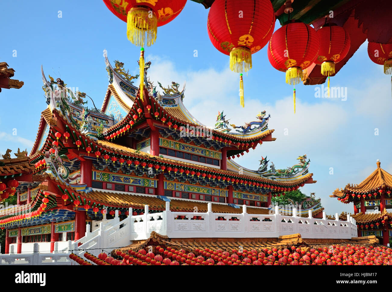 Le lanterne di decorazione in Thean Hou tempio, Kuala Lumpurr, Malaysia. Foto Stock