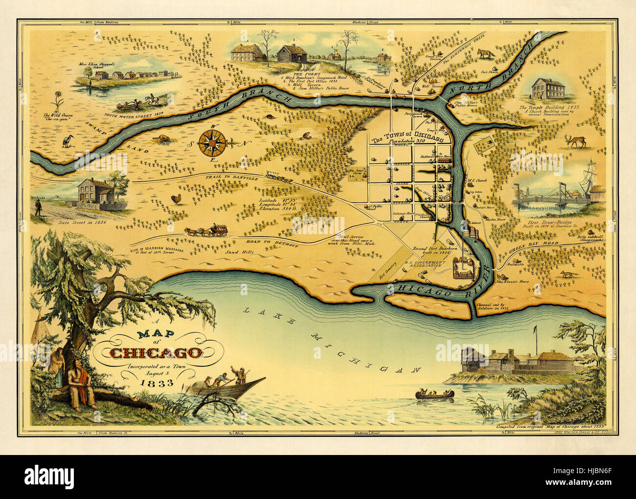Mappa pittorica di Chicago Foto Stock