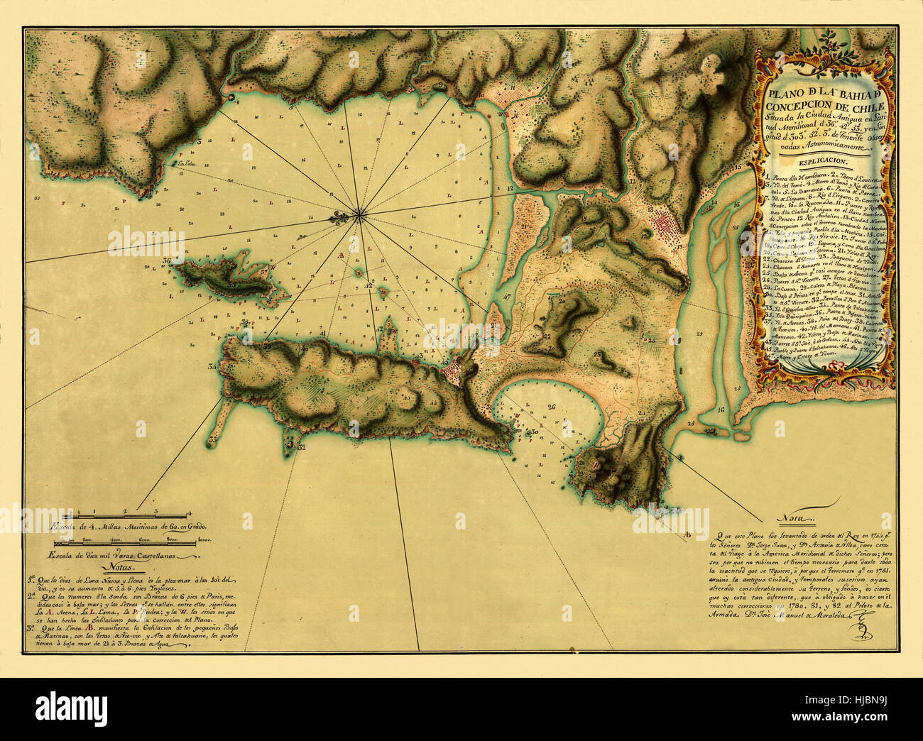 Mappa di Cile 1782 Foto Stock