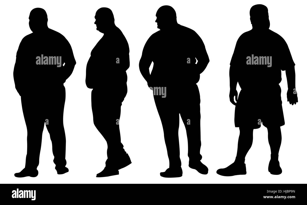 Set di grasso gli uomini isolati Foto Stock