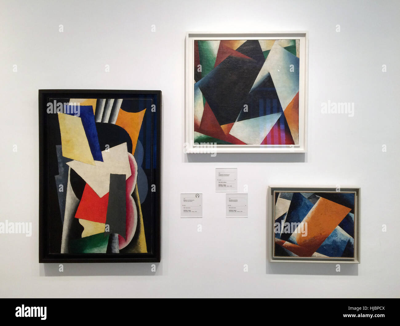 Suprematist dipinti di avanguardie russe artista Lyubov Popova in mostra al Museo Thyssen-Bornemisza di Madrid in Spagna. Foto Stock