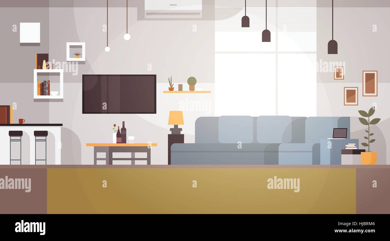 Soggiorno moderno interno vuoto nessun popolo House Illustrazione Vettoriale