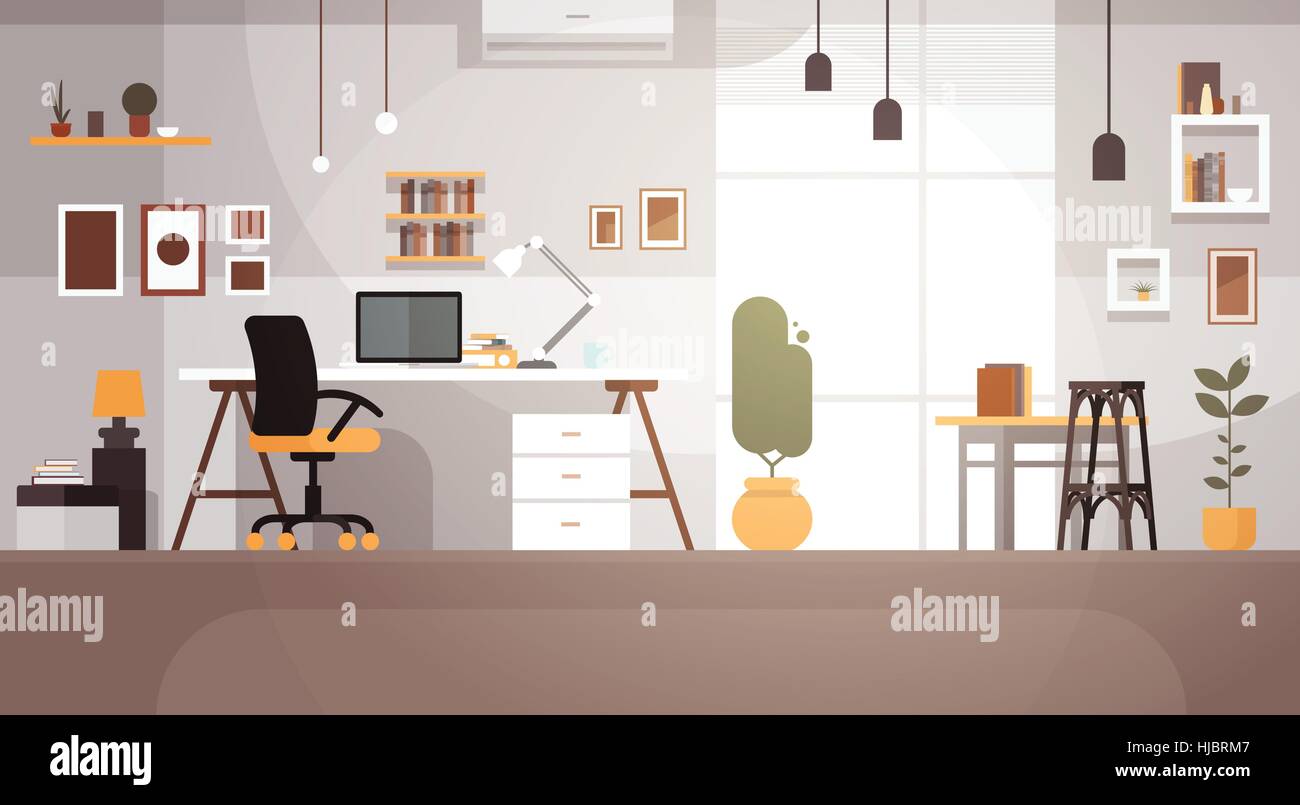 Ambiente di lavoro moderno Cabinet Room interno vuoto nessun popolo House Illustrazione Vettoriale