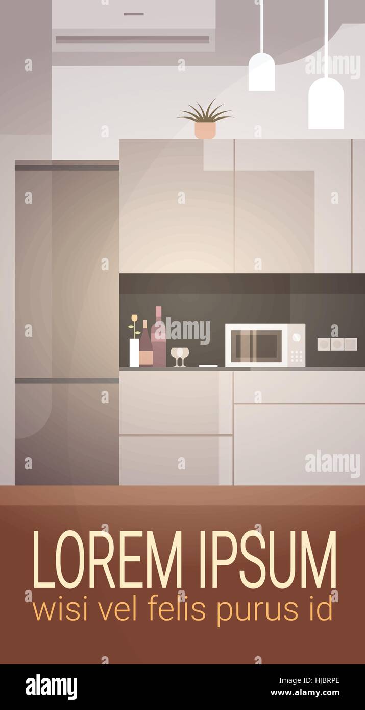 Moderna cucina interno vuoto nessun popolo House Room Illustrazione Vettoriale