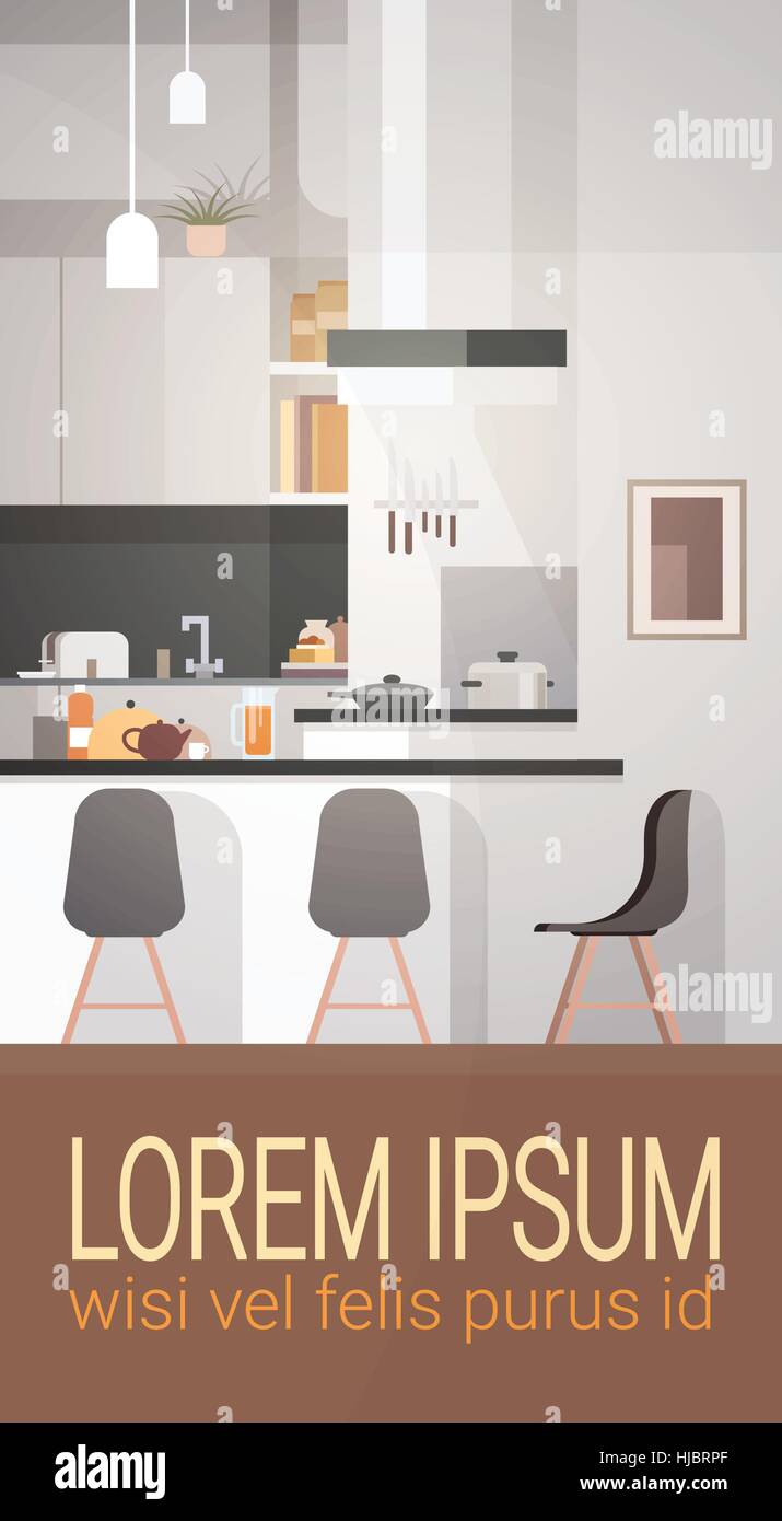 Moderna cucina interno vuoto nessun popolo House Room Illustrazione Vettoriale