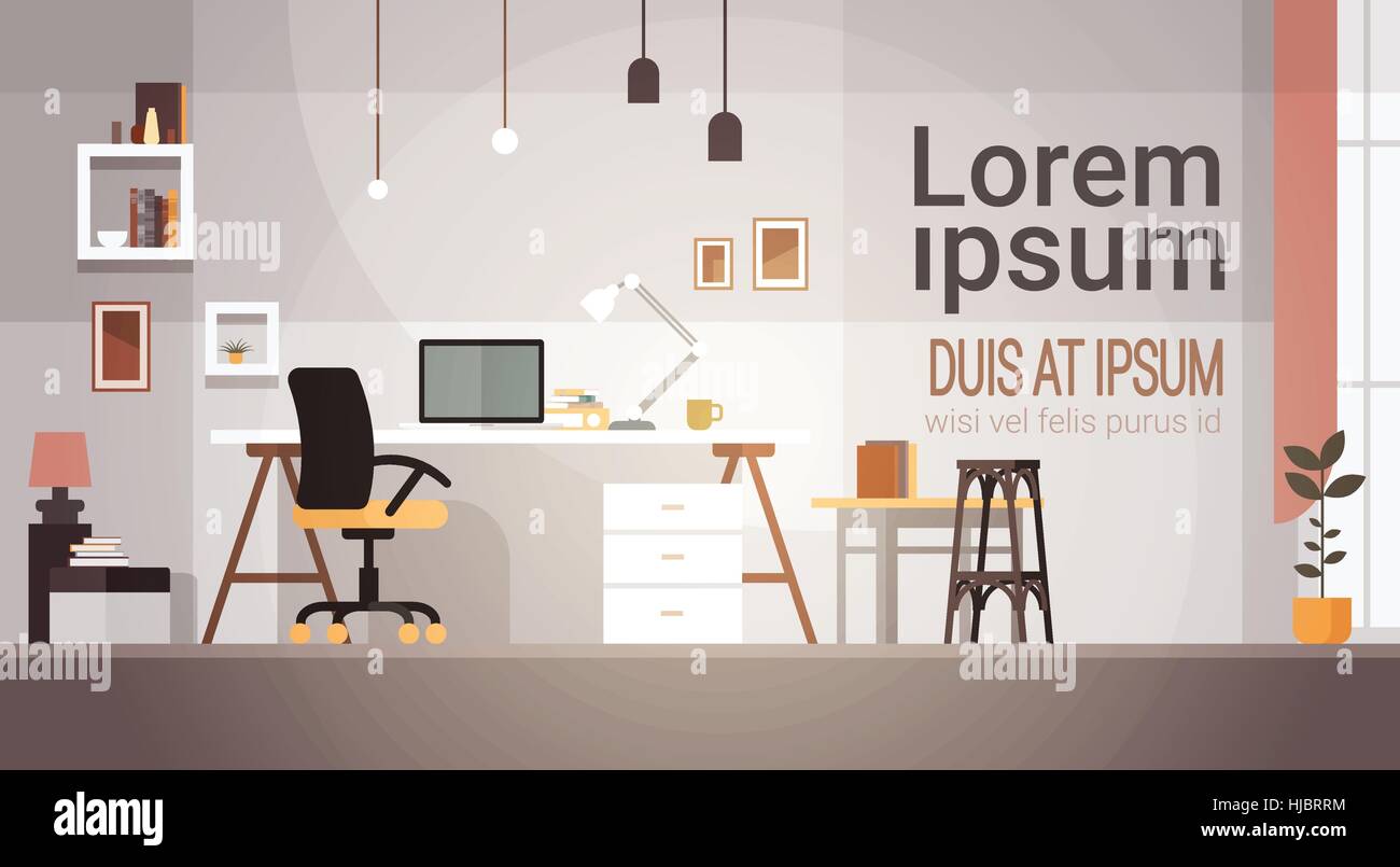 Ambiente di lavoro moderno Cabinet Room interno vuoto nessun popolo House Illustrazione Vettoriale