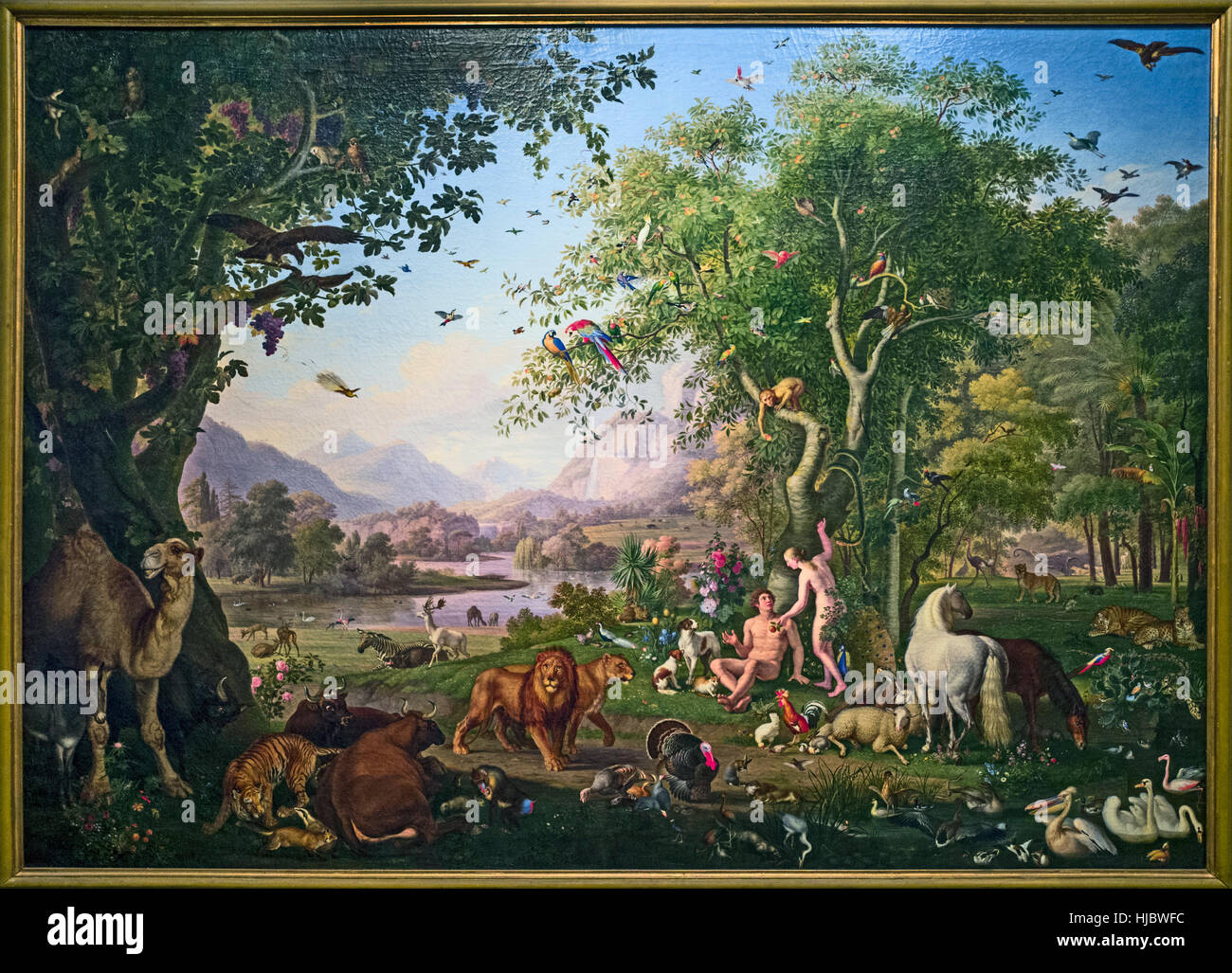 Adamo ed Eva, il frutto proibito nel Museo del Vaticano, Roma Foto Stock