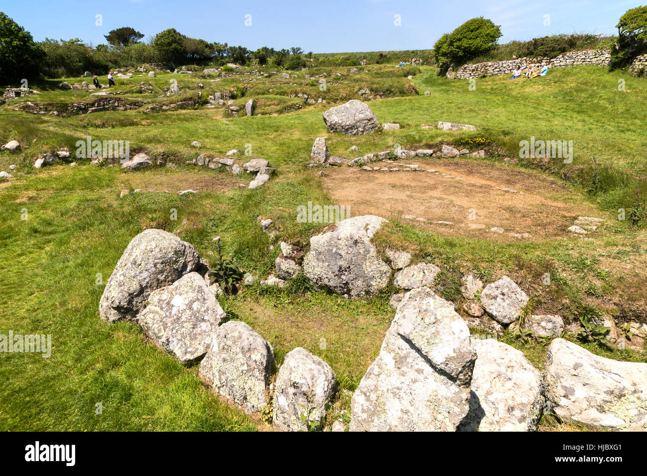 Carn Euny villaggio preistorico, Cornwall, Regno Unito Foto Stock