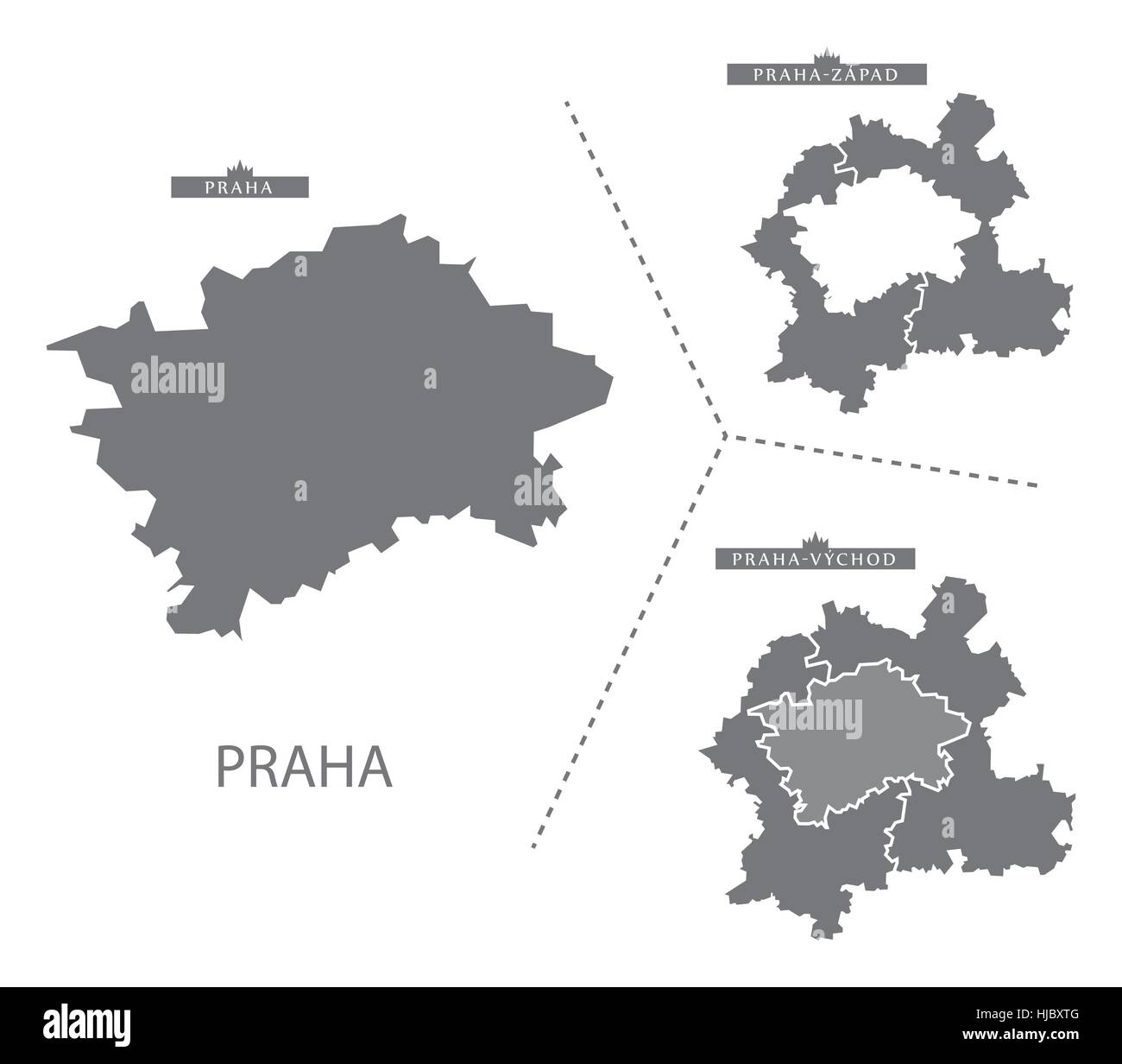 Praha Repubblica Ceca Mappa in grigio Illustrazione Vettoriale