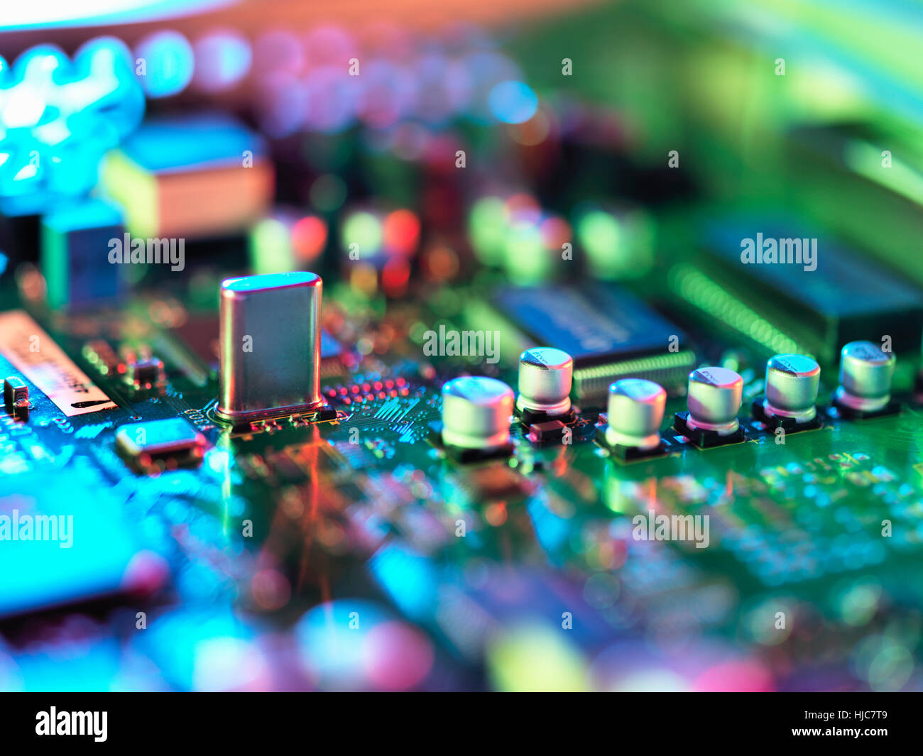 Close up hi-tech scheda a circuito elettronico Foto Stock