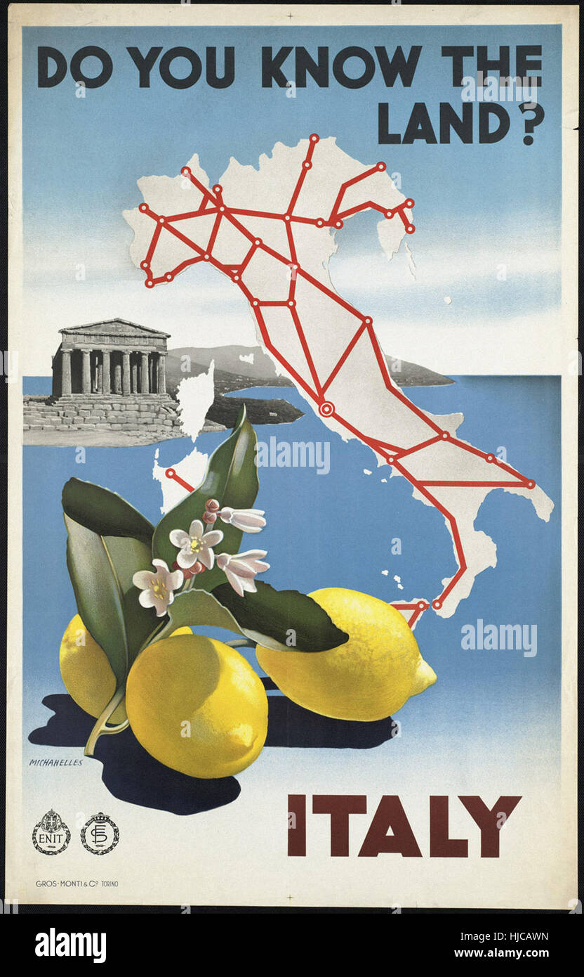 L'Italia. Conosci tu il paese  - Vintage travel poster 1920s-1940s Foto Stock