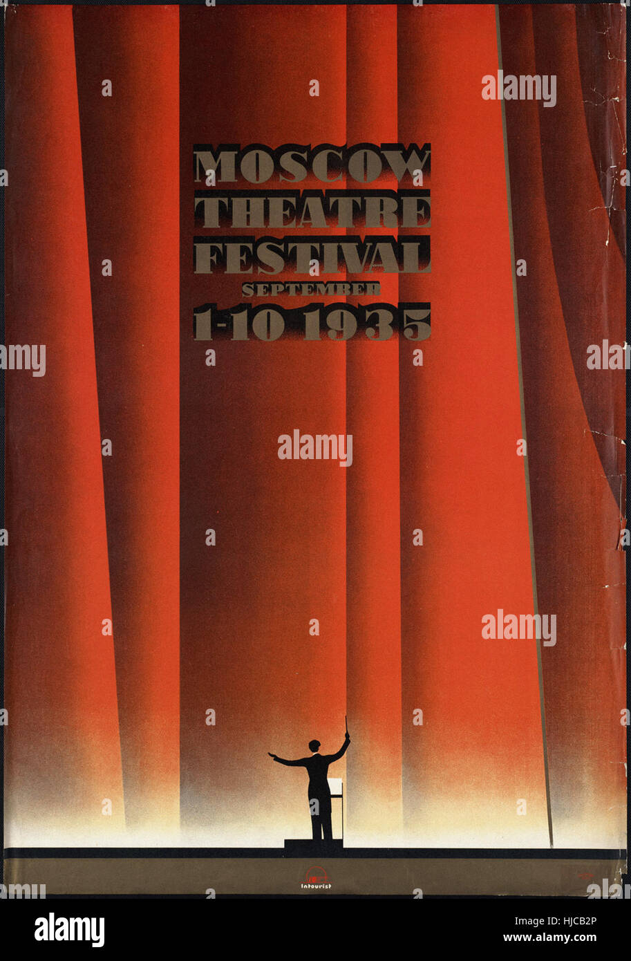 Teatro di Mosca Festival - Vintage poster di viaggio 1920s-1940s Foto Stock