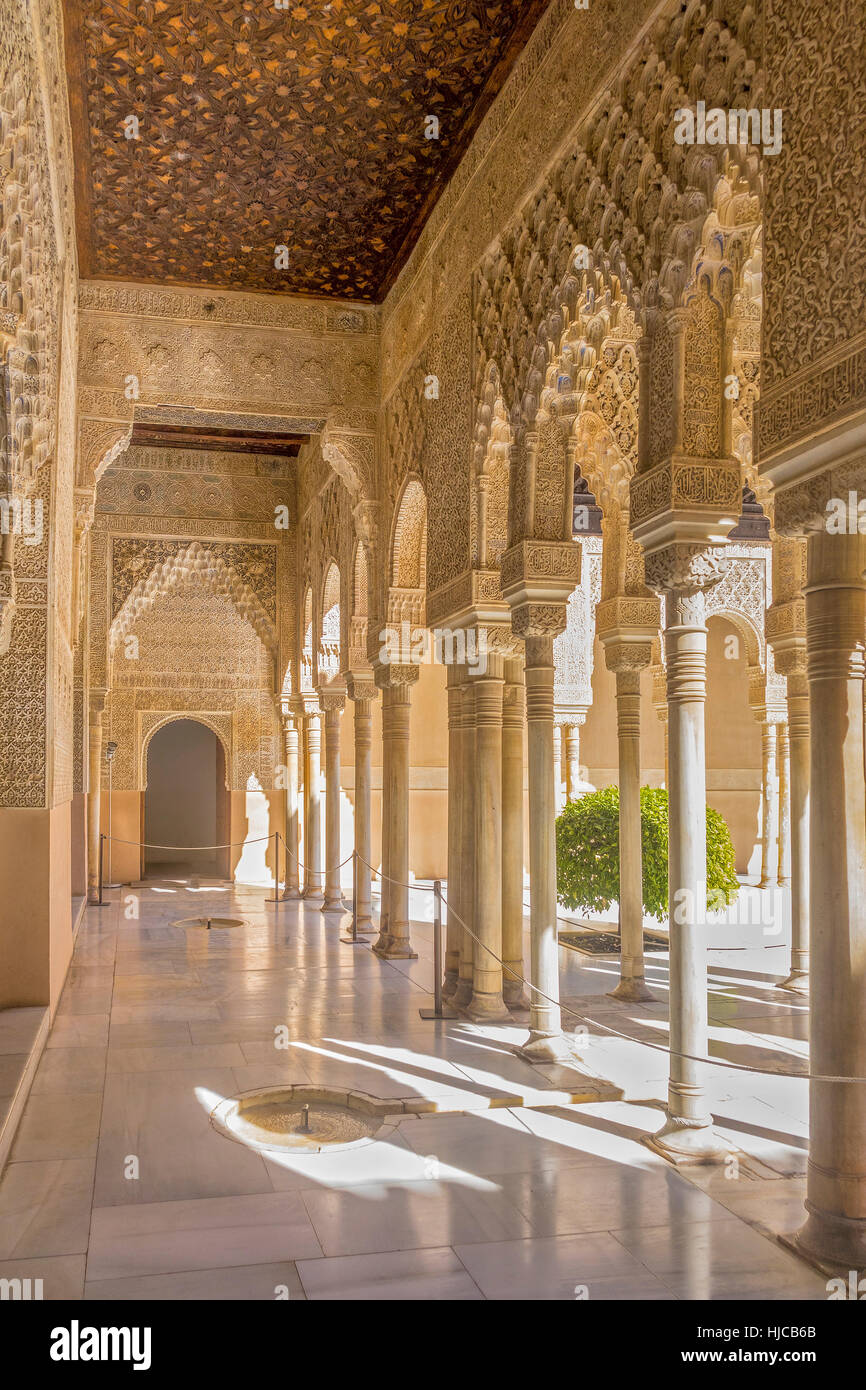 Patio de Los Leones Alhambra Palace Granada Spagna Foto Stock