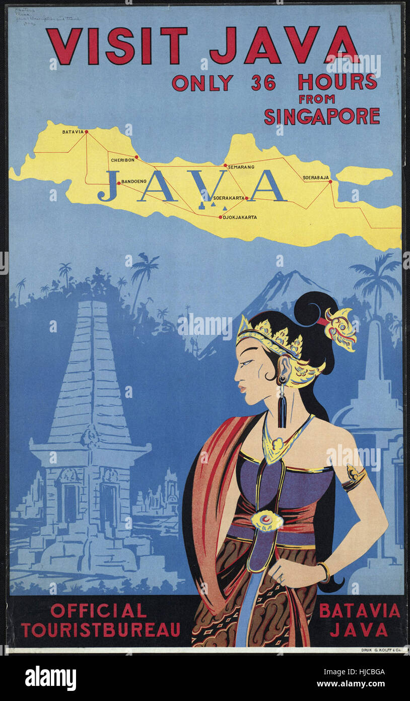 Visitare il sito Web di Java. Solo 36 ore da Singapore - Vintage travel poster 1920s-1940s Foto Stock