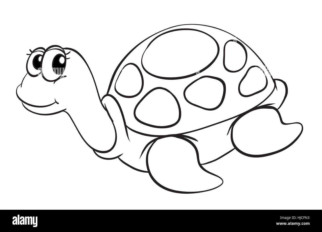 Illustrazione di una tartaruga schizzo su sfondo bianco Foto Stock
