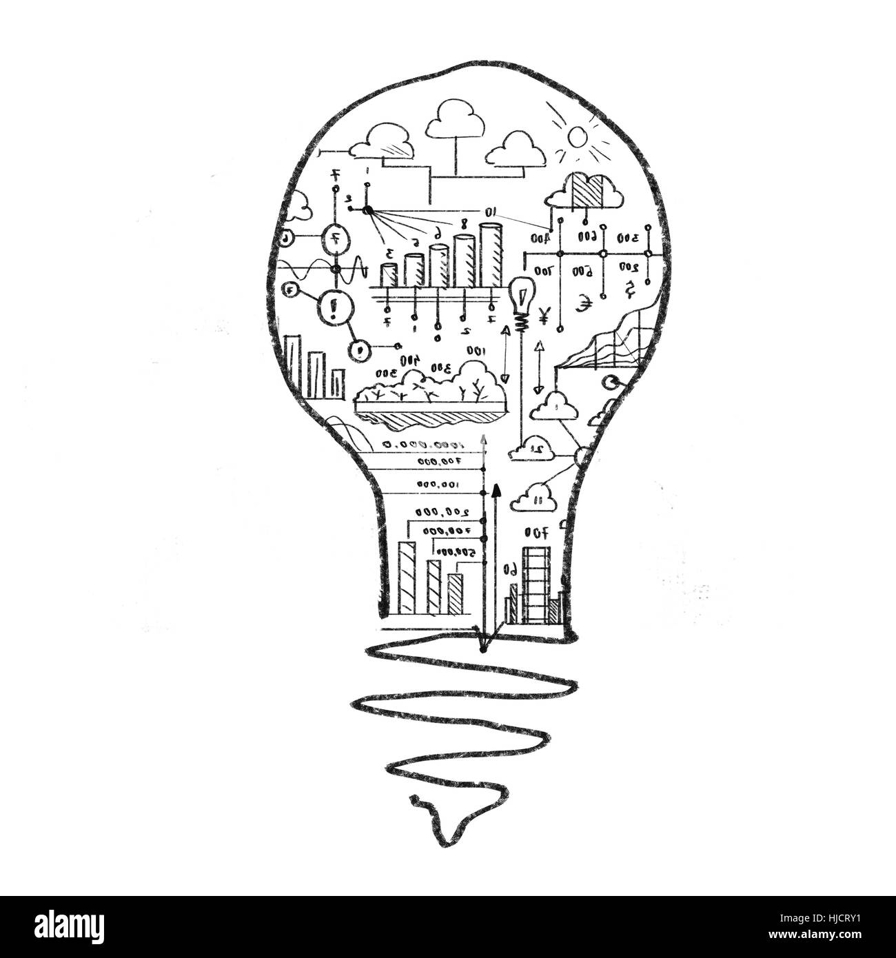 Immagine concettuale della lampadina su sfondo bianco Foto Stock