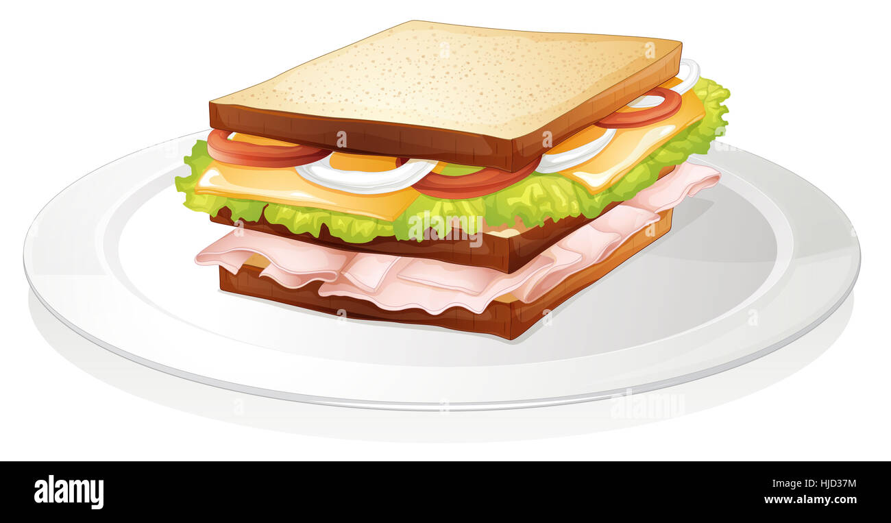 Illustrazione del sandwich di pane su sfondo bianco Foto Stock