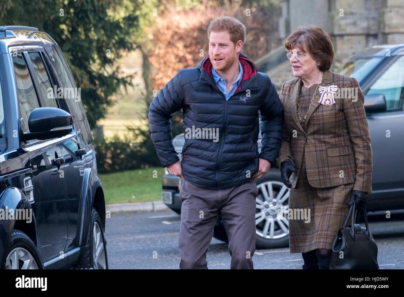 Casa Tedworth Tidworth. 23 gen 2017. Il principe Harry visita AIUTO per gli eroi per saperne di più circa il sostegno offerto ai veterani e forze armate di famiglie che sono alle prese con la loro salute mentale. Questo include un ferite nascoste benessere psicologico servizio. Credito: Paul Chambers/Alamy Live News Foto Stock