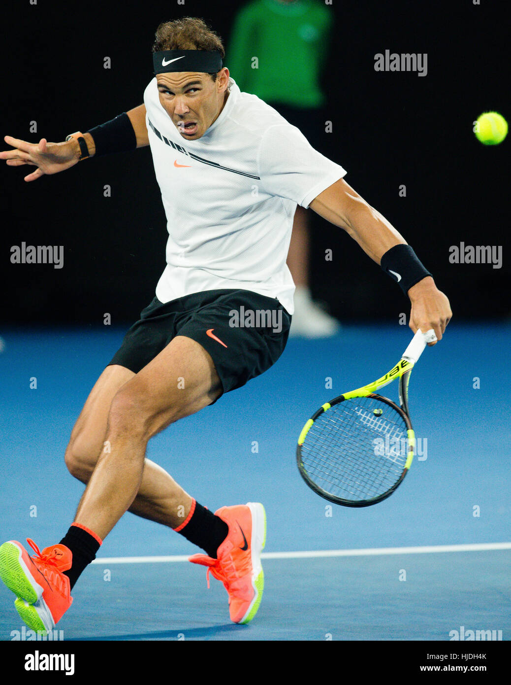 Melbourne, Australia. 25 gennaio, 2017. Rafael Nadal di Spagna libri la sua quinta semifinale presso l'Australian Open a Melbourne Park a Melbourne, Australia. Credito: Frank Molter/Alamy Live News Foto Stock