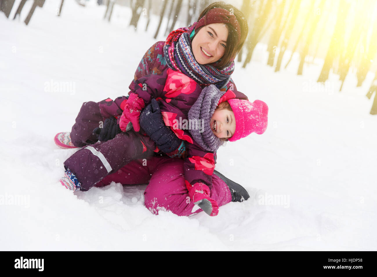 Inverno photo madre , figlia Foto Stock