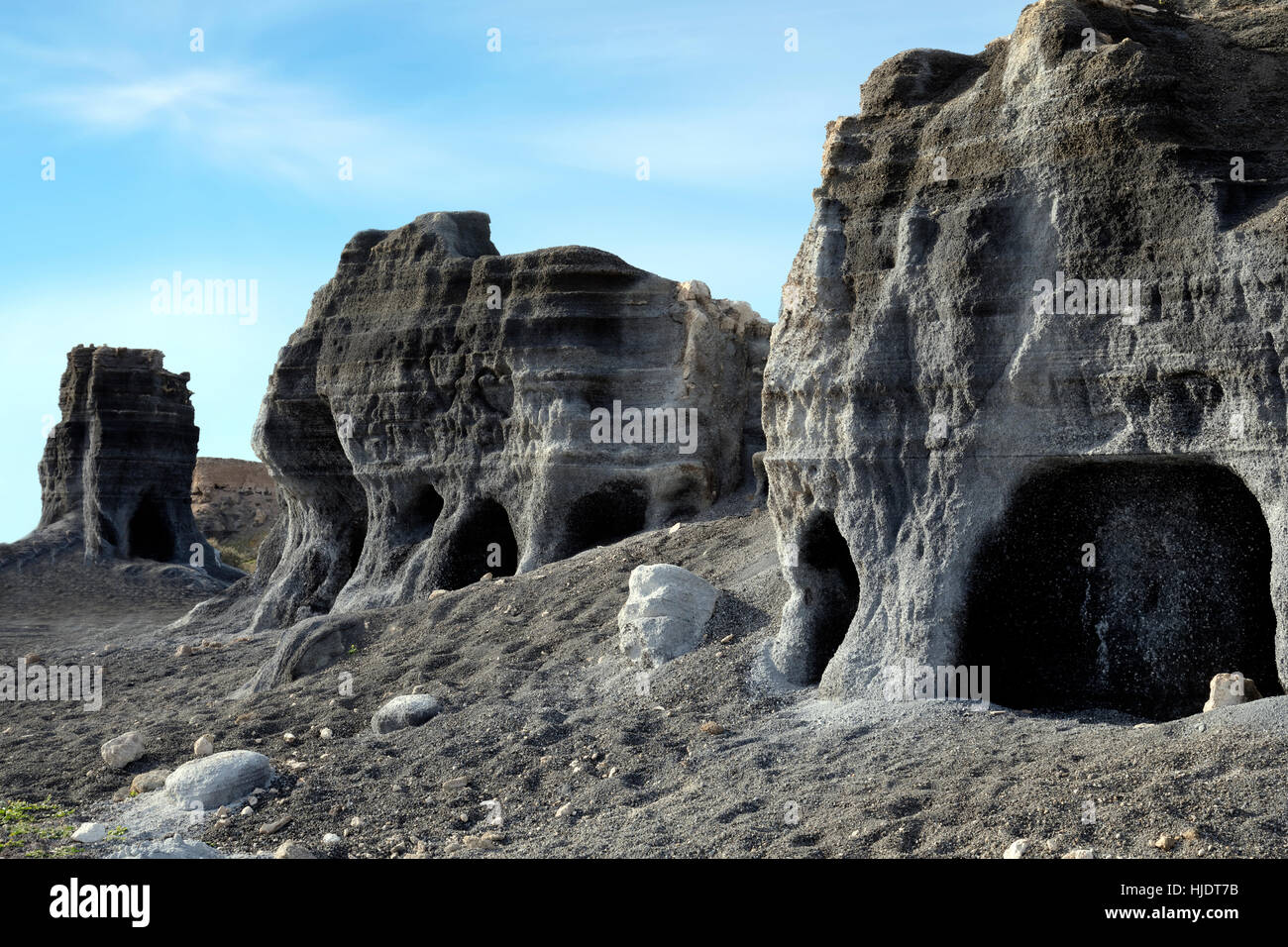 Erosione di strati vulcanici, Teseguite, Guatizia, Lanzarote, Isole Canarie, Spagna Foto Stock