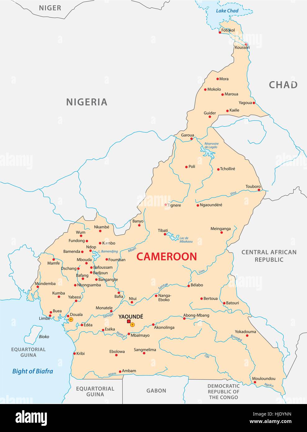 Camerun vettore mappa di stato Illustrazione Vettoriale