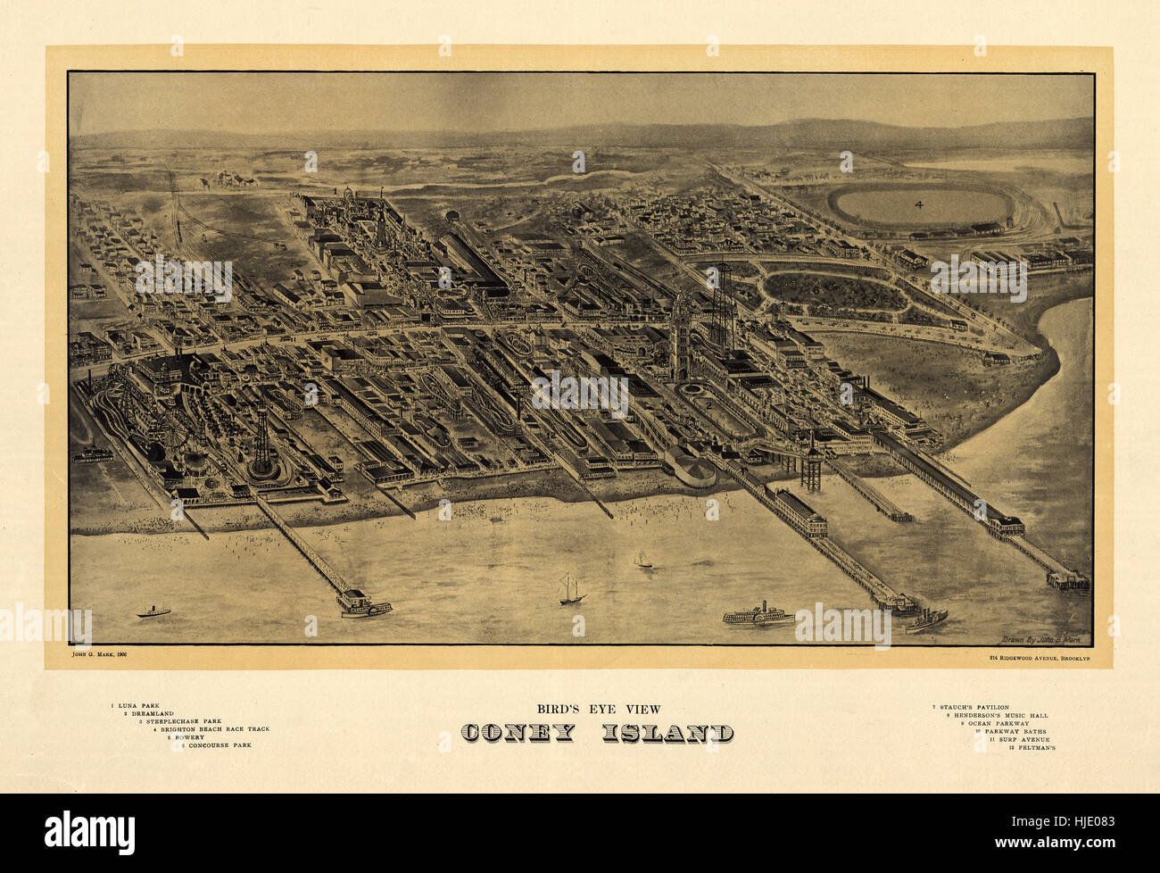 Mappa di Coney Island 1906 Foto Stock