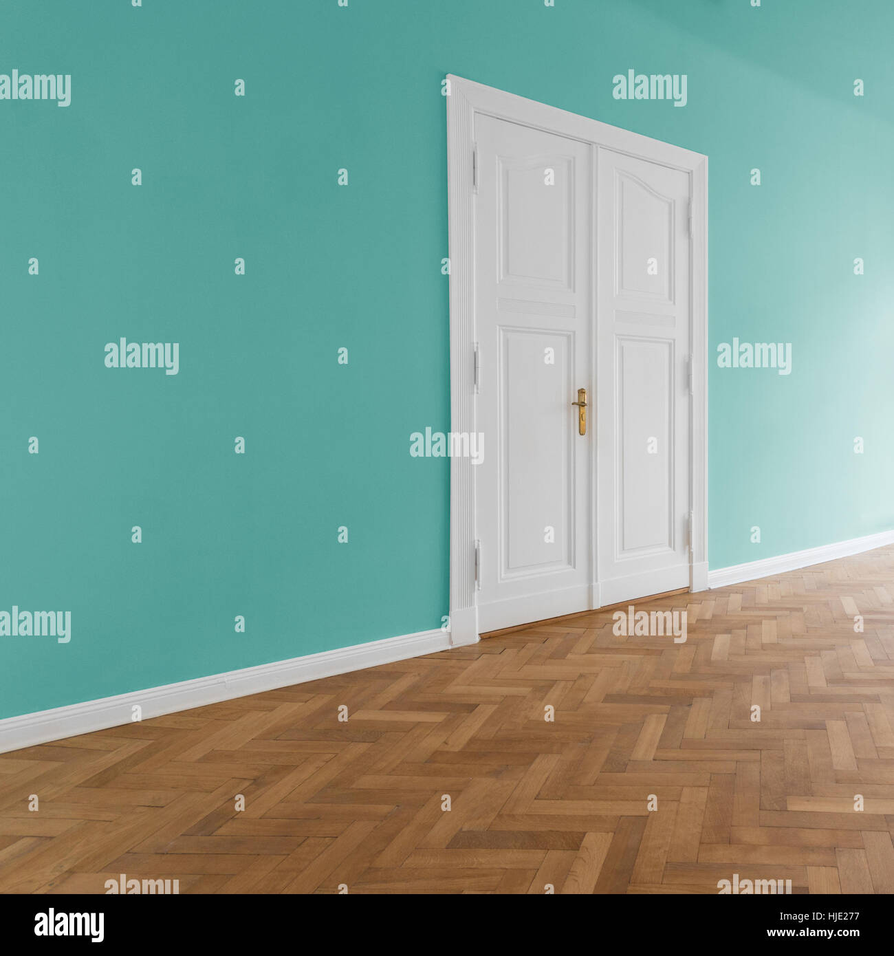 Home interni - real estate - Doppia porta parafango, pavimento in parquet Foto Stock