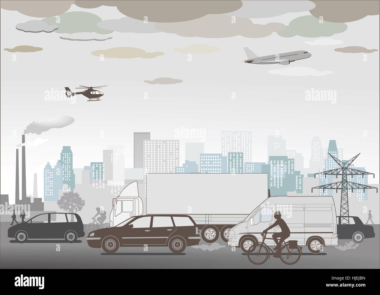 Il traffico merci, città, città e metropoli, insalubrious, ambiente, ambiente, Foto Stock