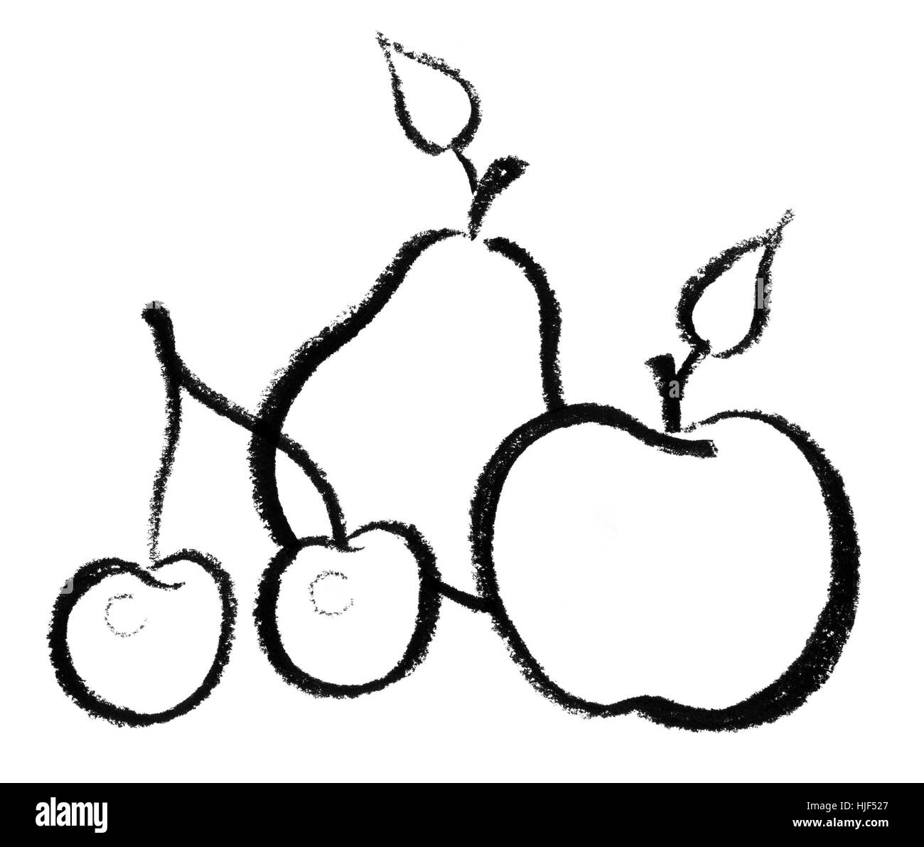 Crayon-abbozzato illustrazione di alcuni frutti Foto Stock