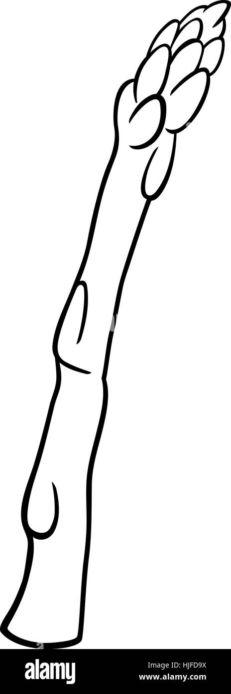 Bianco e Nero Cartoon illustrazione di asparagi alimenti vegetali oggetto per un libro da colorare Foto Stock