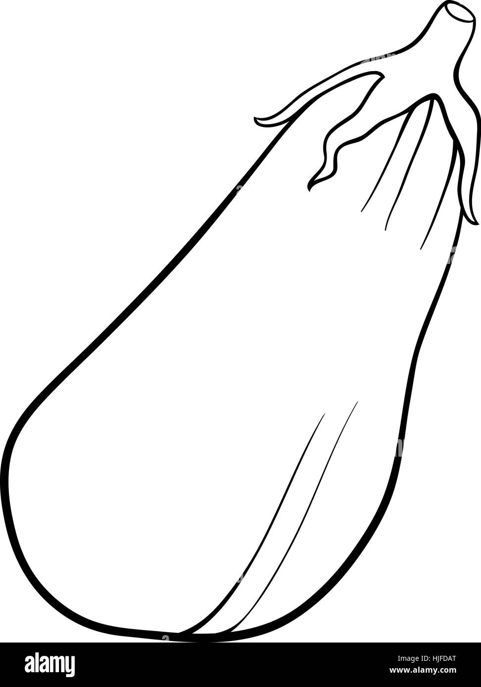 Bianco e Nero Cartoon illustrazione di melanzana alimenti vegetali oggetto per un libro da colorare Foto Stock