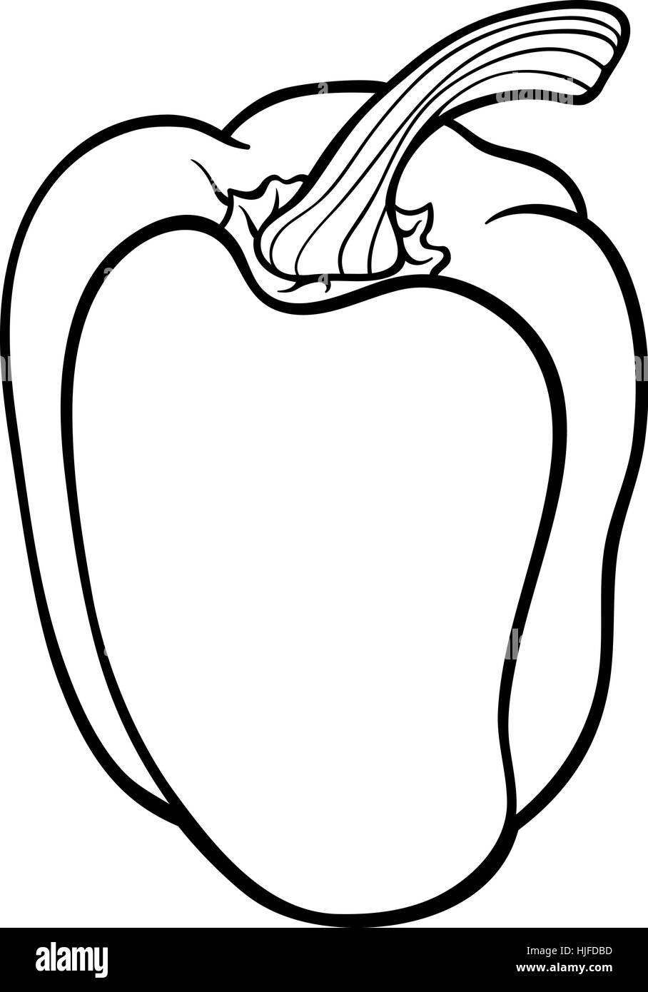 Bianco e Nero Cartoon illustrazione di pepe o paprica alimento vegetale oggetto per un libro da colorare Foto Stock