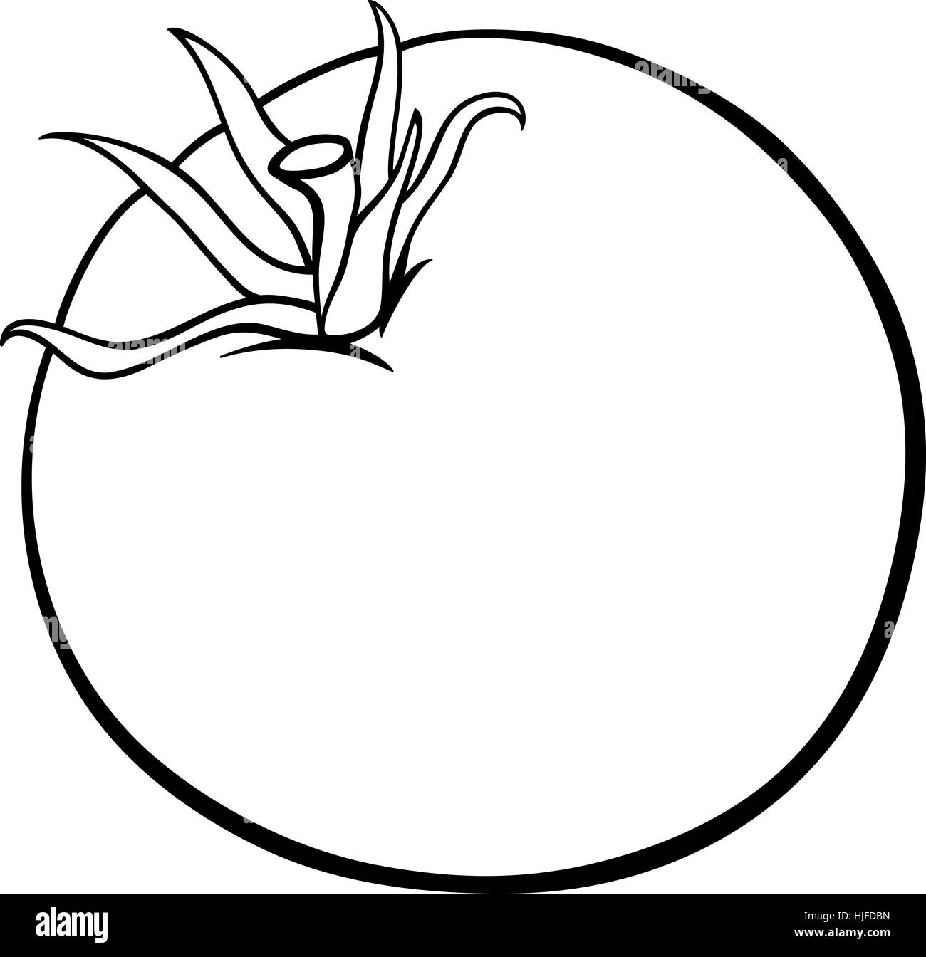 Bianco e Nero Cartoon illustrazione di pomodoro alimenti vegetali oggetto per un libro da colorare Foto Stock