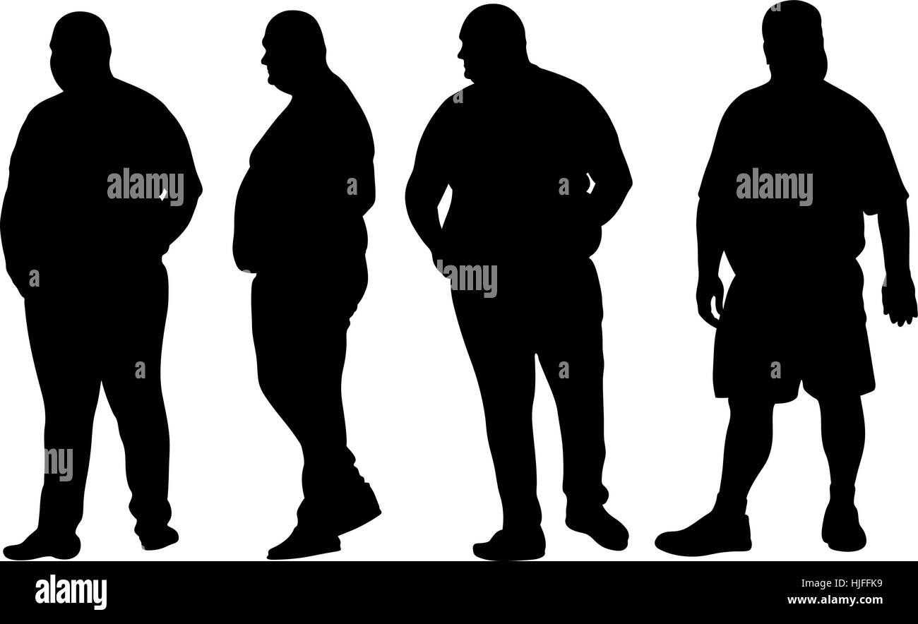 Set di grasso gli uomini isolati Illustrazione Vettoriale