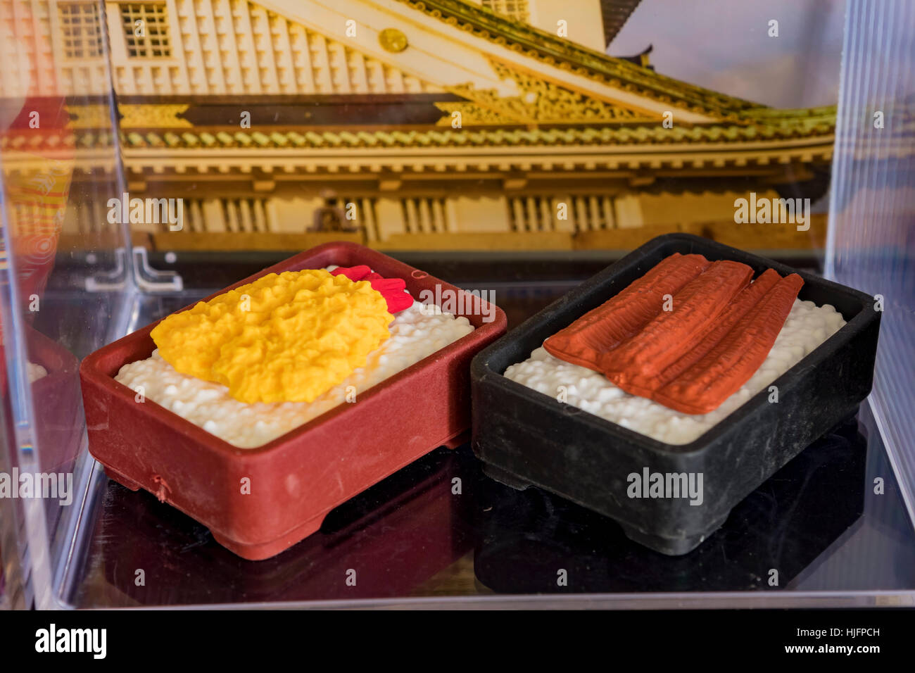Close up shoot di graziosi Tempura, Anguilla Pesci bento eraser Foto Stock