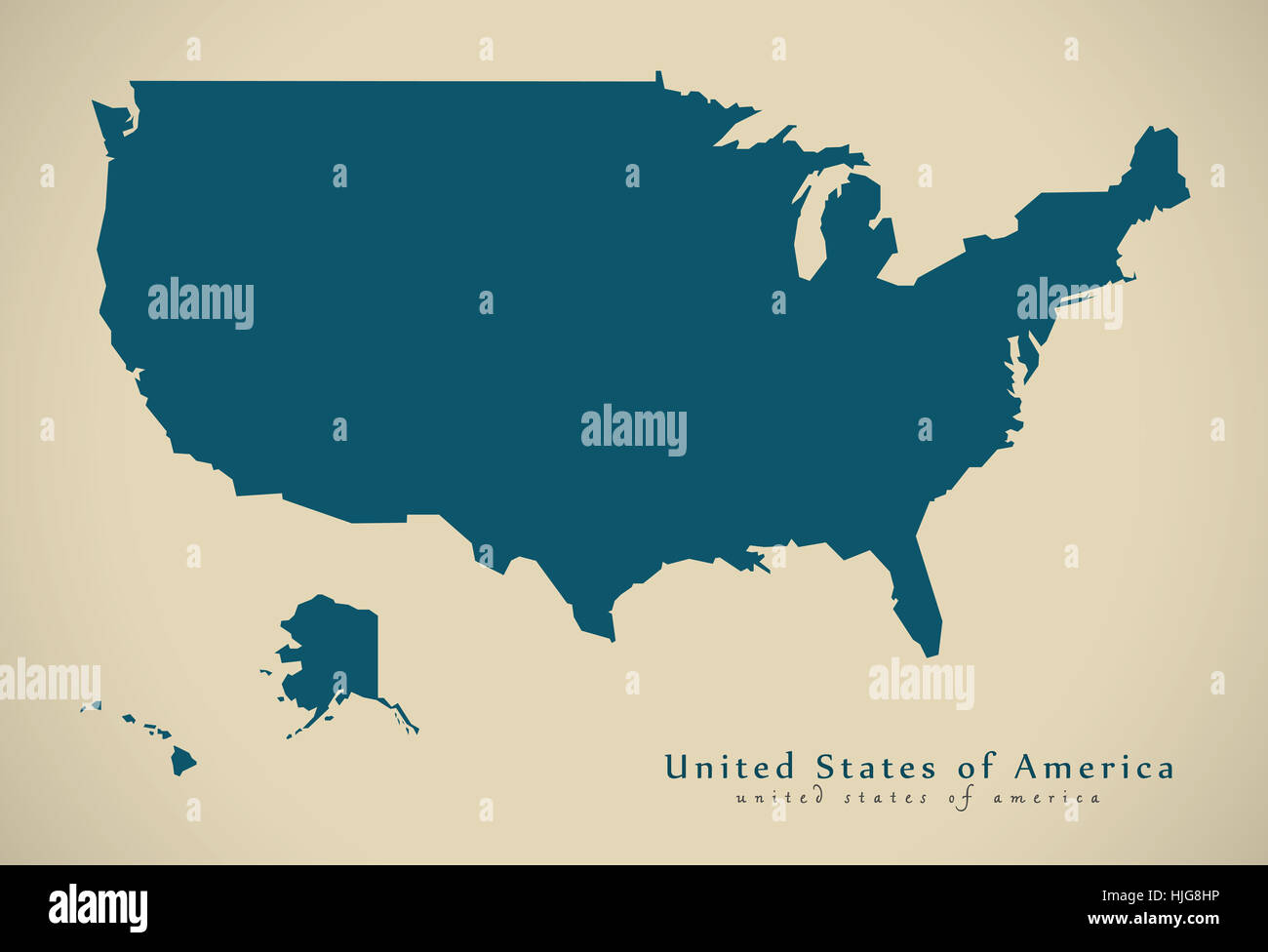 Mappa moderno - usa stati uniti nella contea di illustrazione silhouette Foto Stock