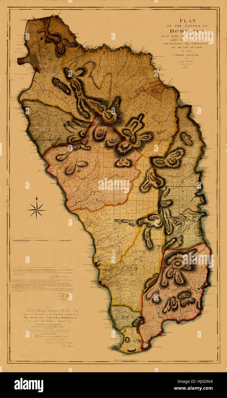 Mappa di Dominica 1776 Foto Stock