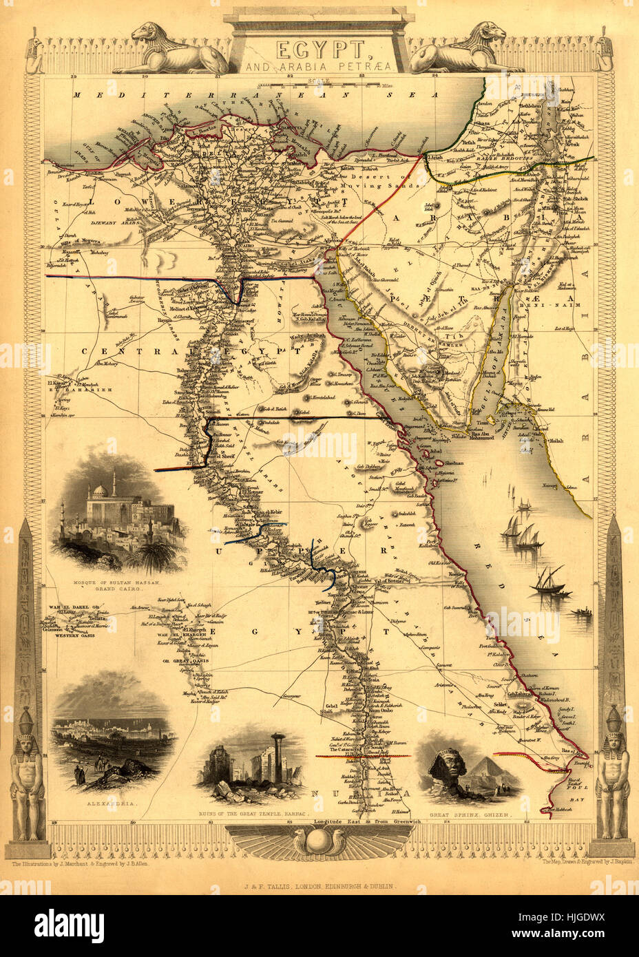 Mappa di Egitto 1800 Foto Stock