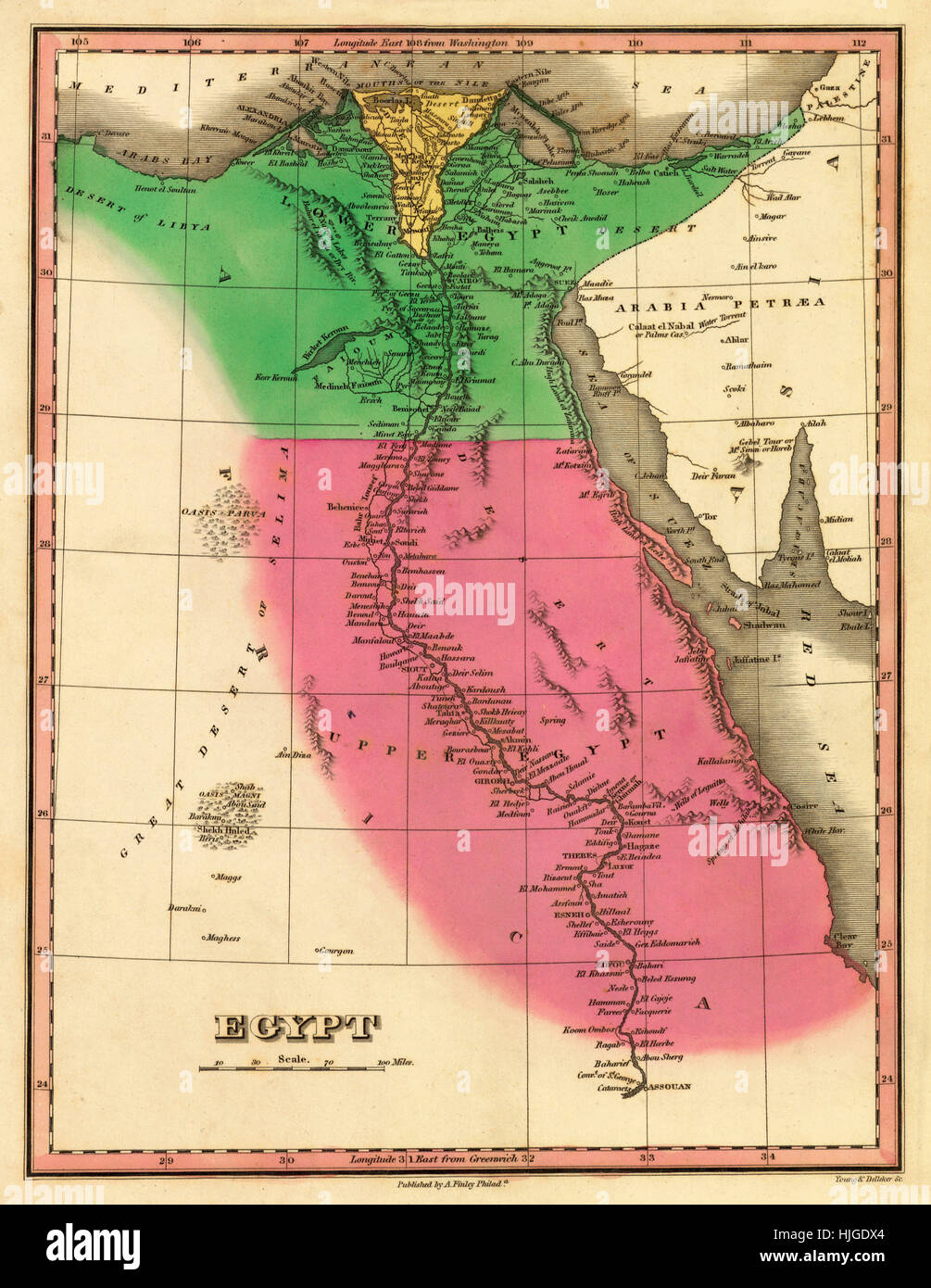 Mappa di Egitto 1800 Foto Stock