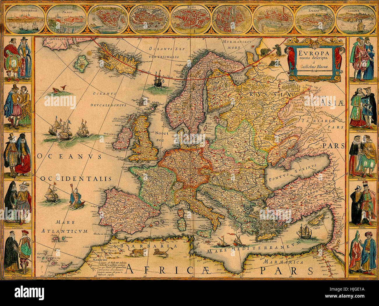 Mappa di Europa 1670 Foto Stock