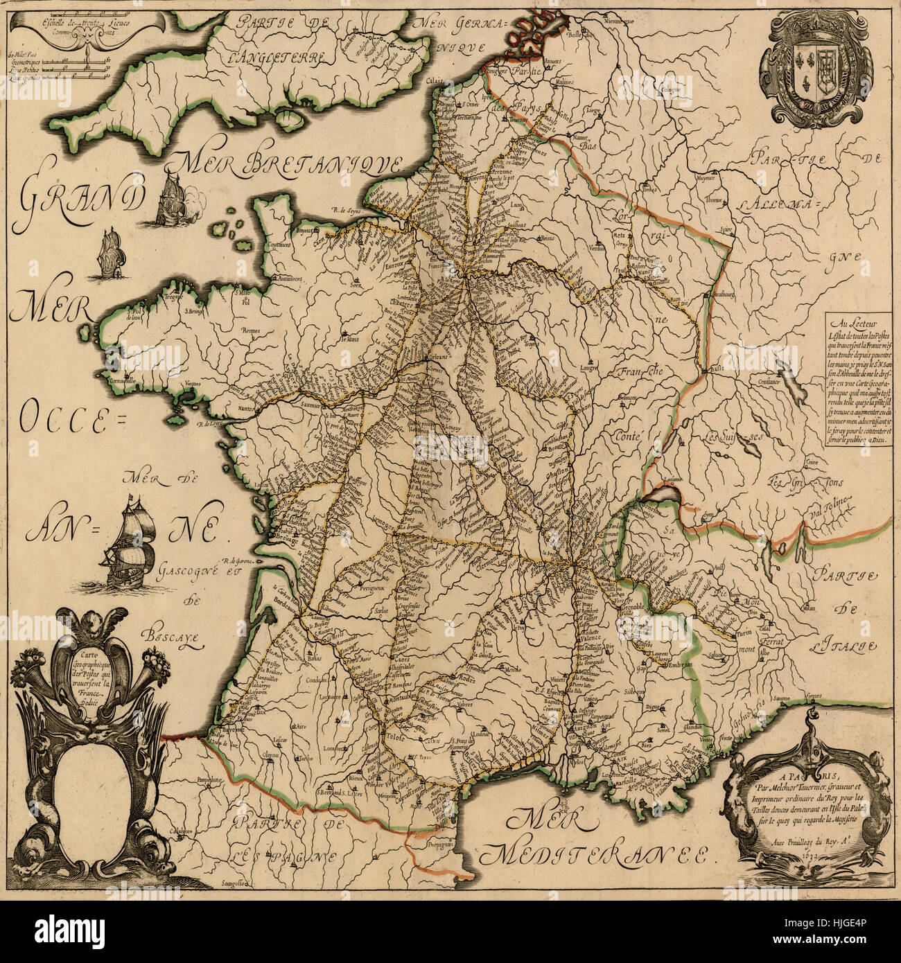 Mappa di Francia 1632 Foto Stock