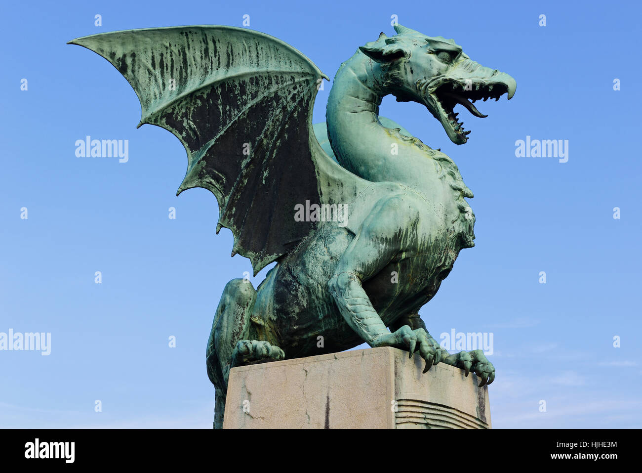 Statua del drago, Lubiana, Slovenia Foto Stock