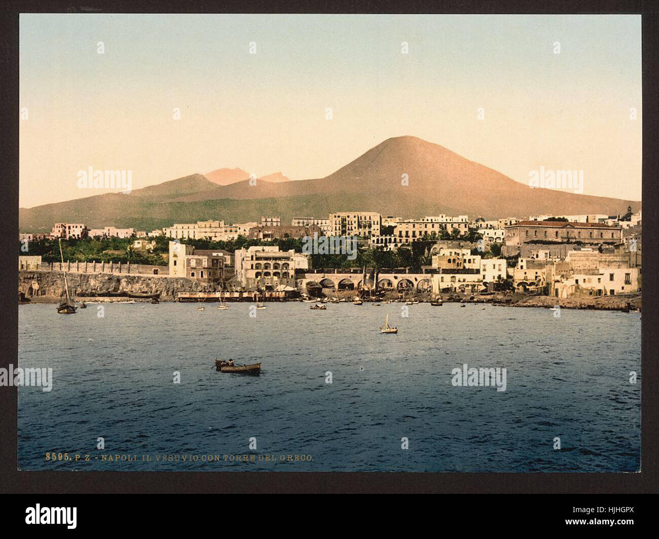 Il Monte Vesuvio, con Torre de Creco (ossia Greco), Napoli, Italia - Photochrom XIX SECOLO Foto Stock