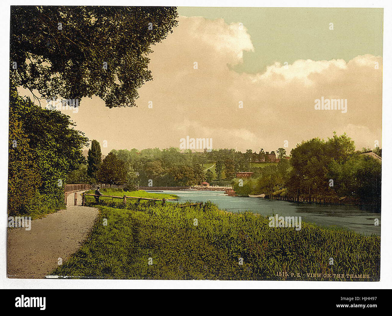 Richmond, vista sul Tamigi, Londra e sobborghi, Inghilterra - Photochrom XIX SECOLO Foto Stock